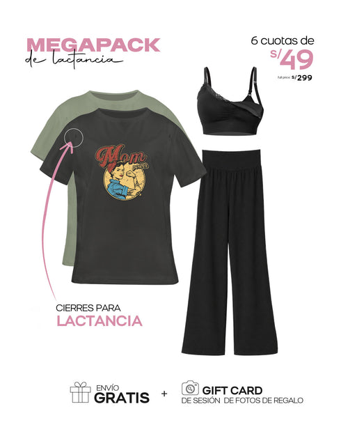 MEGA-PACK DE LACTANCIA: POLOS + PANTS + BRA DE ALGODÓN
