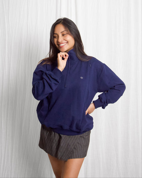 POLERA DE ALGODÓN EMBARAZO & LACTANCIA AZUL