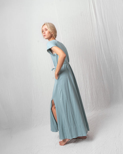 VESTIDO LARGO CON CINTURÓN EMBARAZO & LACTANCIA JERSEY
