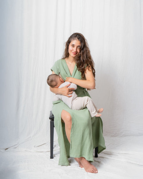 VESTIDO LARGO CON CINTURÓN EMBARAZO & LACTANCIA