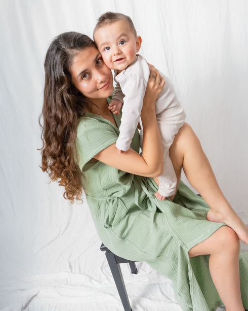 VESTIDO LARGO CON CINTURÓN EMBARAZO & LACTANCIA